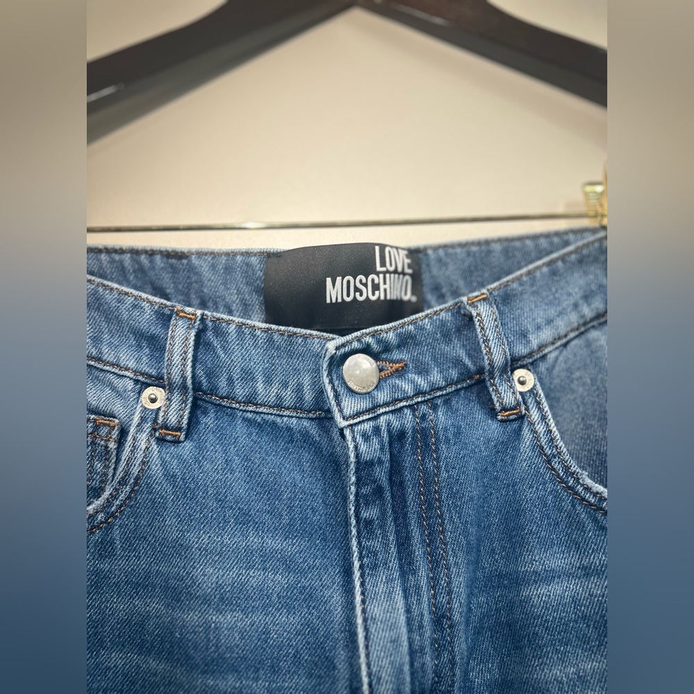 Moschino Blue Jeans with White 'Love' Graphic - Picture 4 of 6
